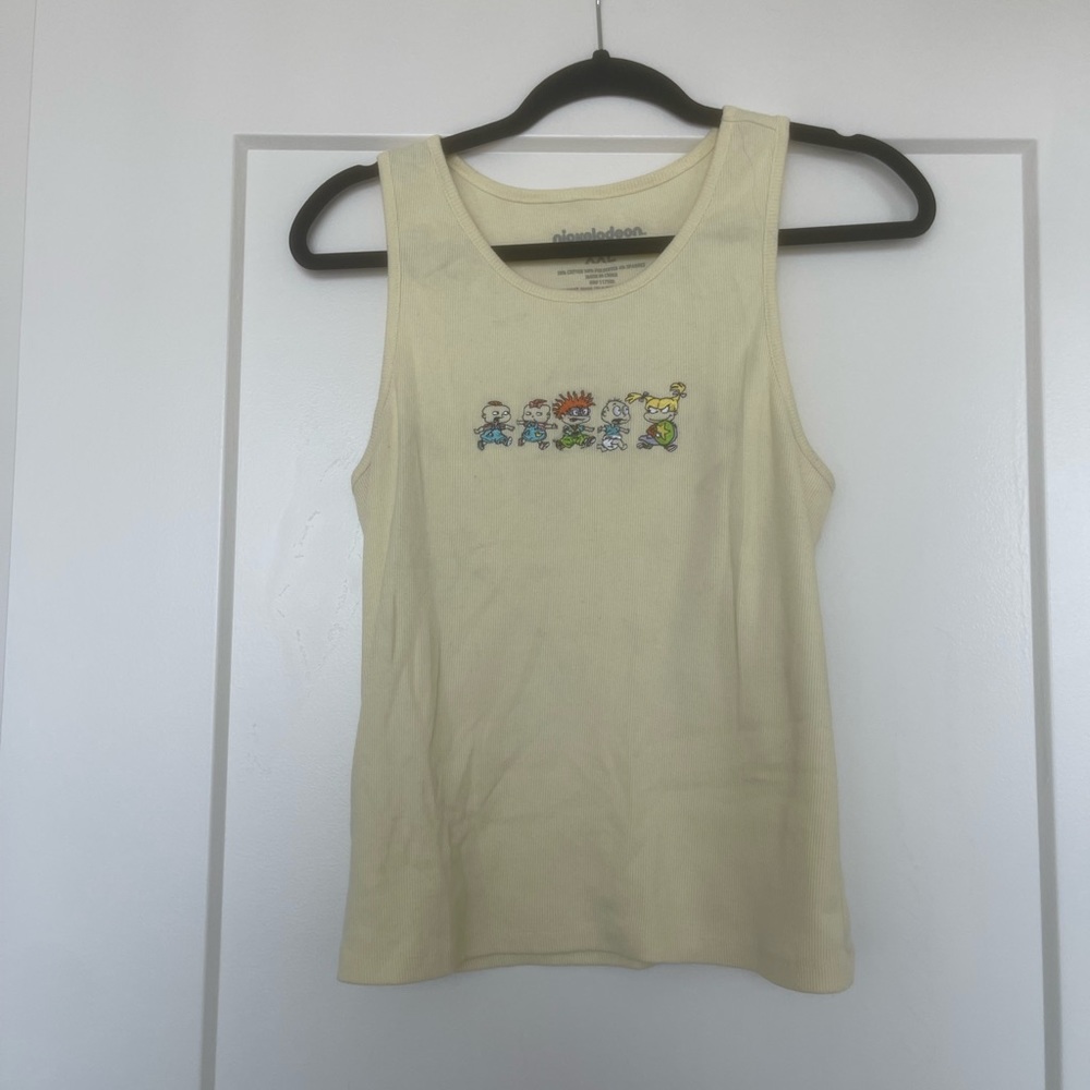 Nickelodeon Rugrats Embroidered Ribbed Tank Top Yellow‎ XXL 90s Y2K